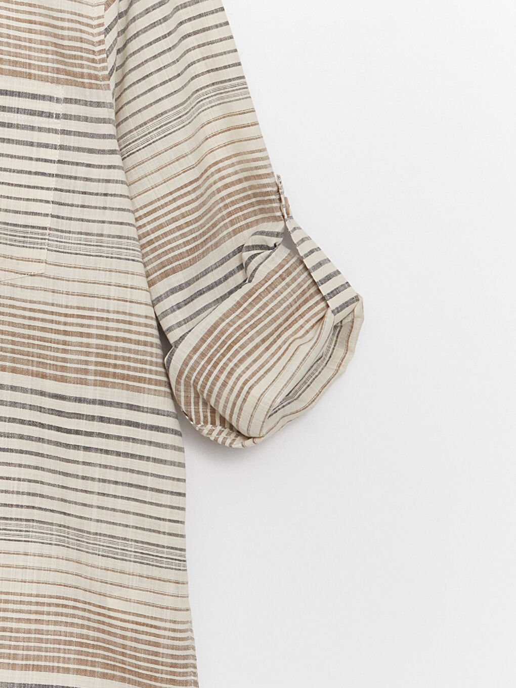 Ерлерге арналған жолақты поплин ұзын жеңді стандартты пішім жейде-7