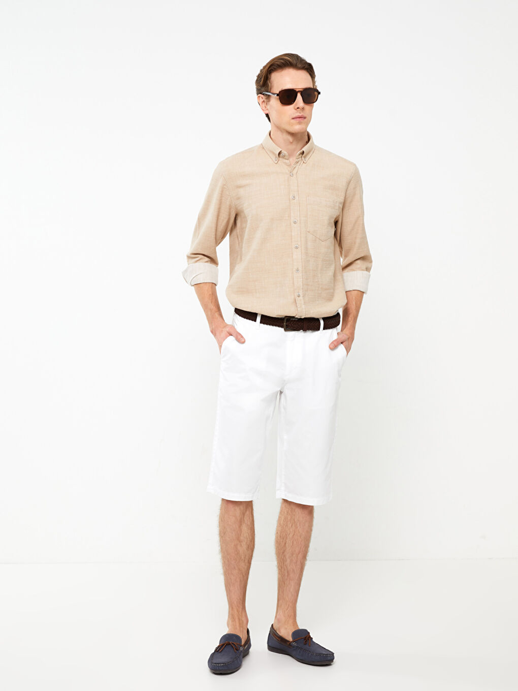 SOUTHBLUE Regular Fit Long Sleeve Gabardine Men's Shirt -S31539Z8-S2R