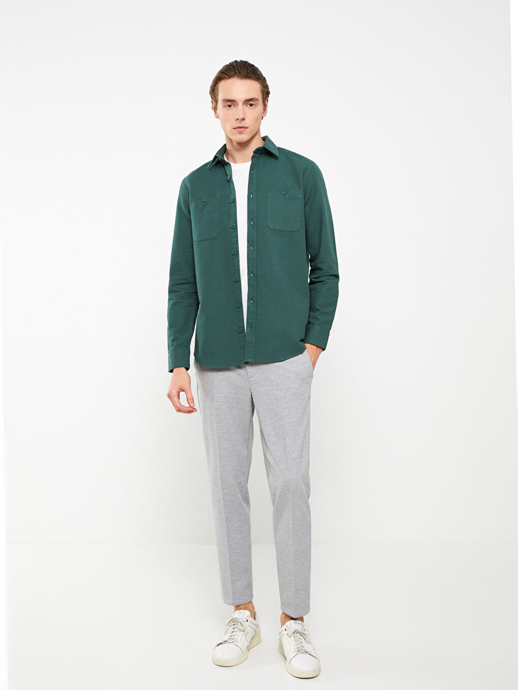 SOUTHBLUE Slim Fit Long Sleeve Gabardine Men's Shirt -S31541Z8-SN2