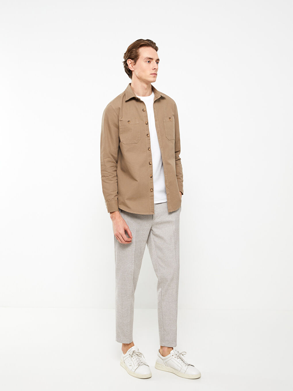 SOUTHBLUE Slim Fit Long Sleeve Gabardine Men's Shirt -S31541Z8-SRW
