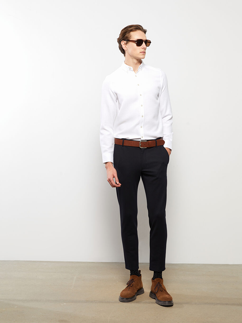 Muška košulja dugih rukava slim fit od dobby tkanine -S31544Z8-Q6K