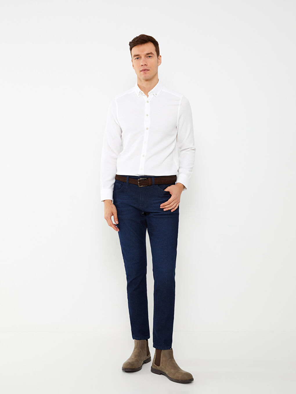 Muška košulja dugih rukava slim fit od dobby tkanine -S31544Z8-Q6K