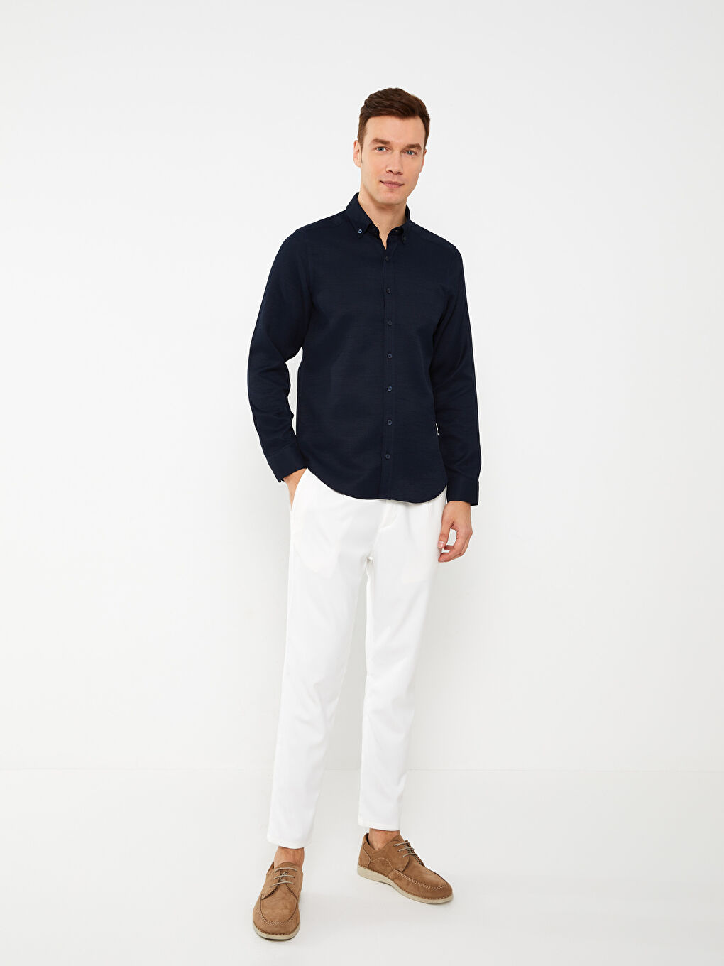 ерлерге арналған тар пішім ұзын жең добби матасы жейде-2