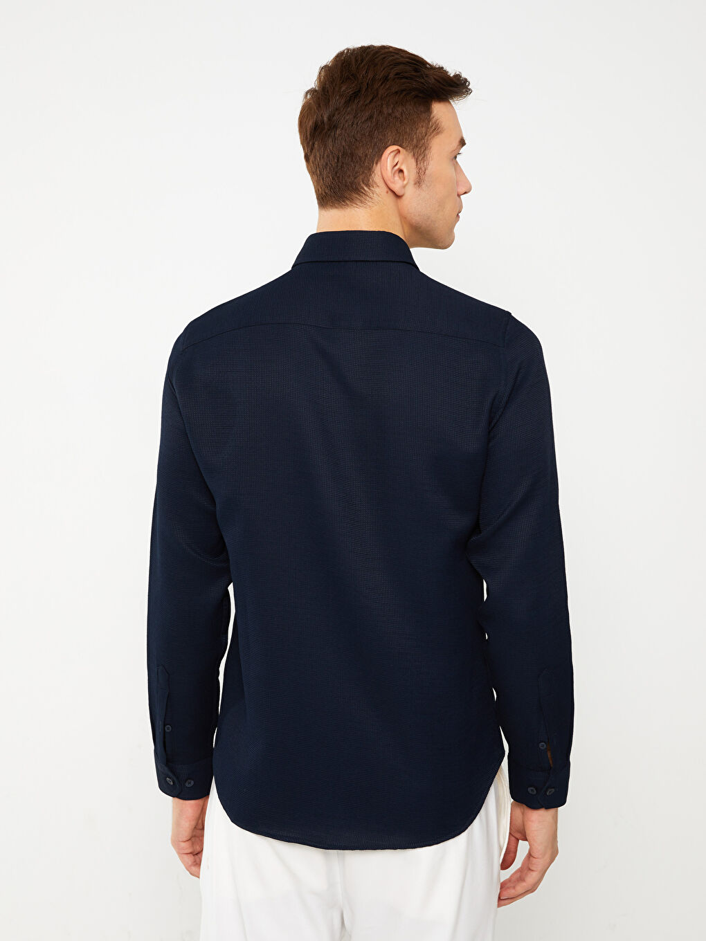 ерлерге арналған тар пішім ұзын жең добби матасы жейде-4