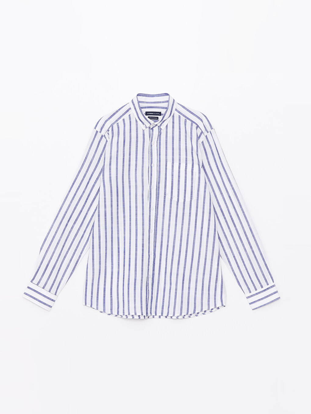 Beyaz Regular Fit Uzun Kollu Çizgili Erkek Gömlek-5