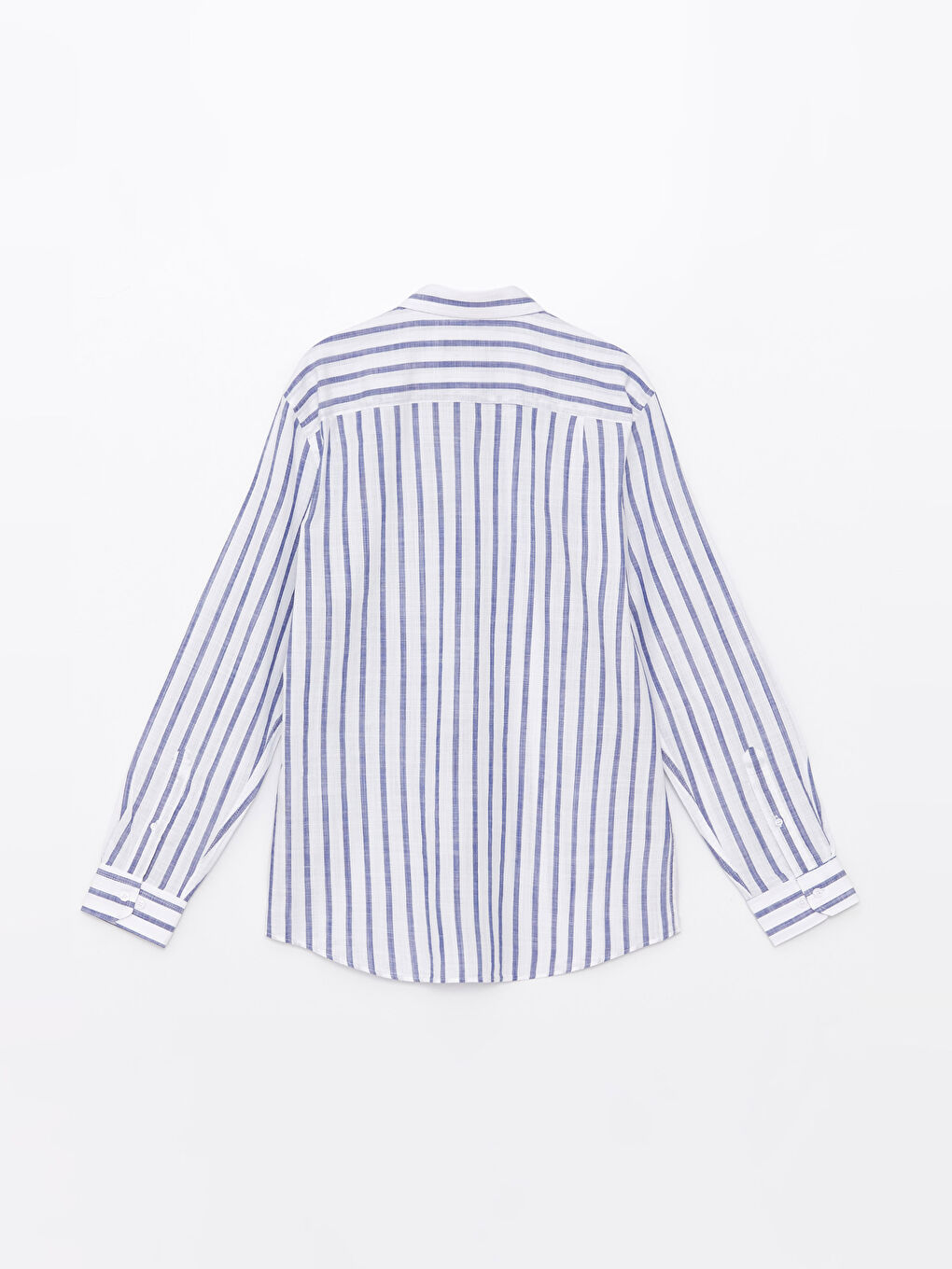 Beyaz Regular Fit Uzun Kollu Çizgili Erkek Gömlek-6