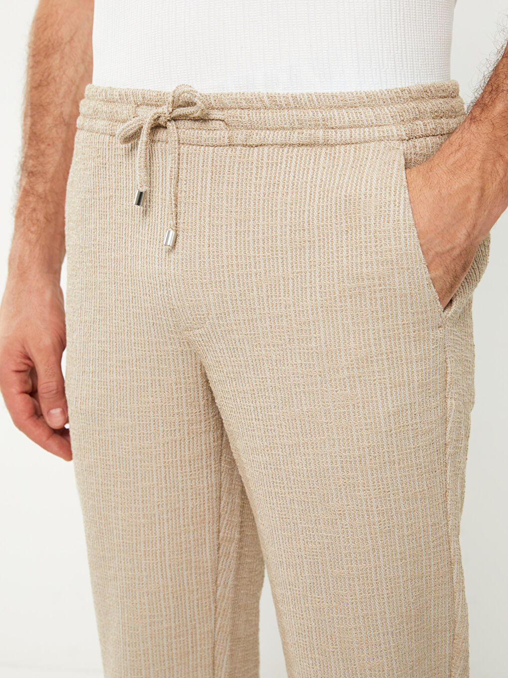 Bej Slim Fit Erkek Pantolon-1