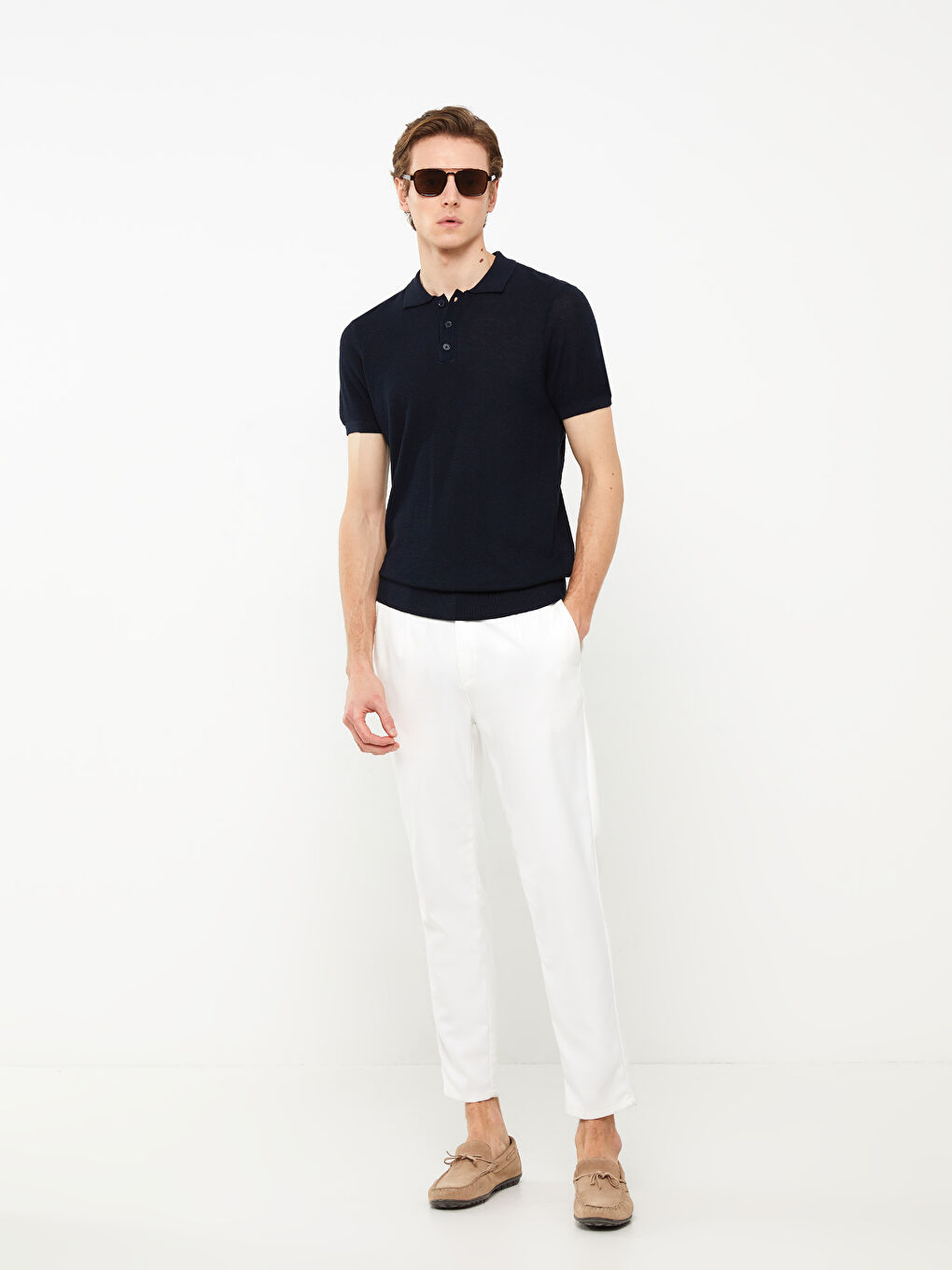 SOUTHBLUE Polo Neck Short Sleeve Men's Knitwear Sweater -S31550Z8-DWP