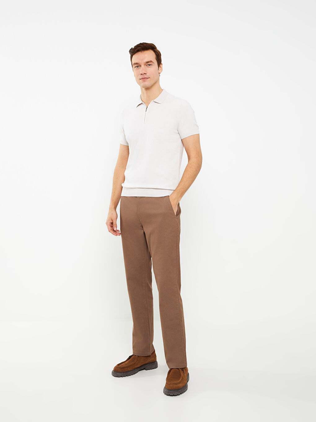 Polo Neck Short Sleeve Men's Knitwear Sweater-1