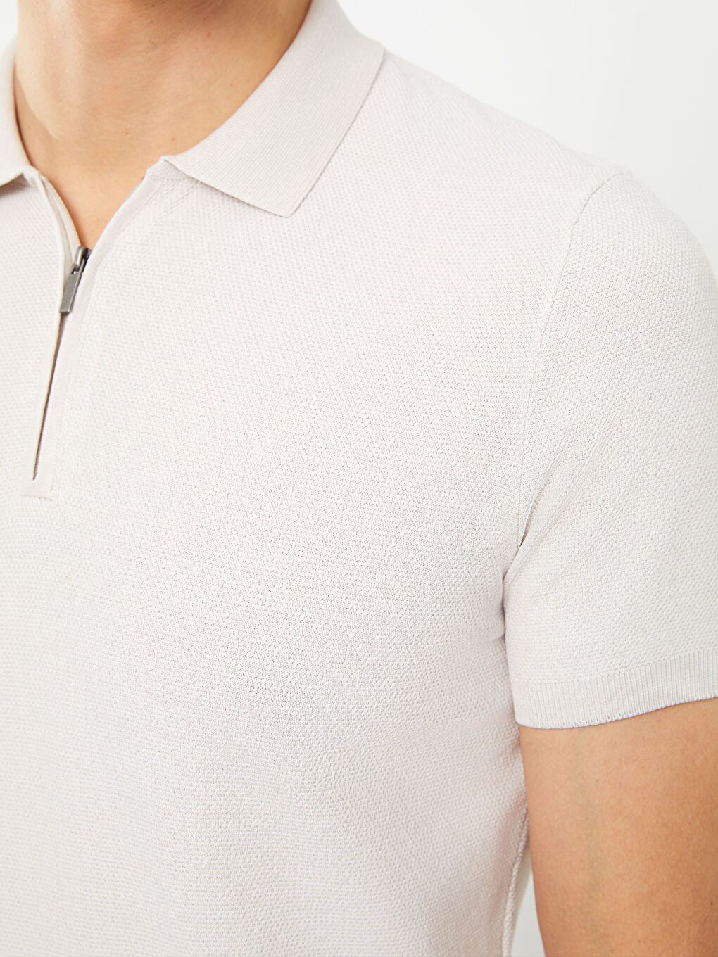 Polo Neck Short Sleeve Men's Knitwear Sweater-2