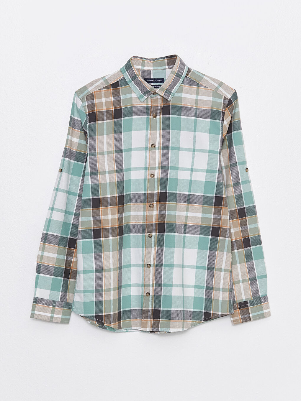 Yeşil Regular Fit Uzun Kollu Ekose Erkek Gömlek-5