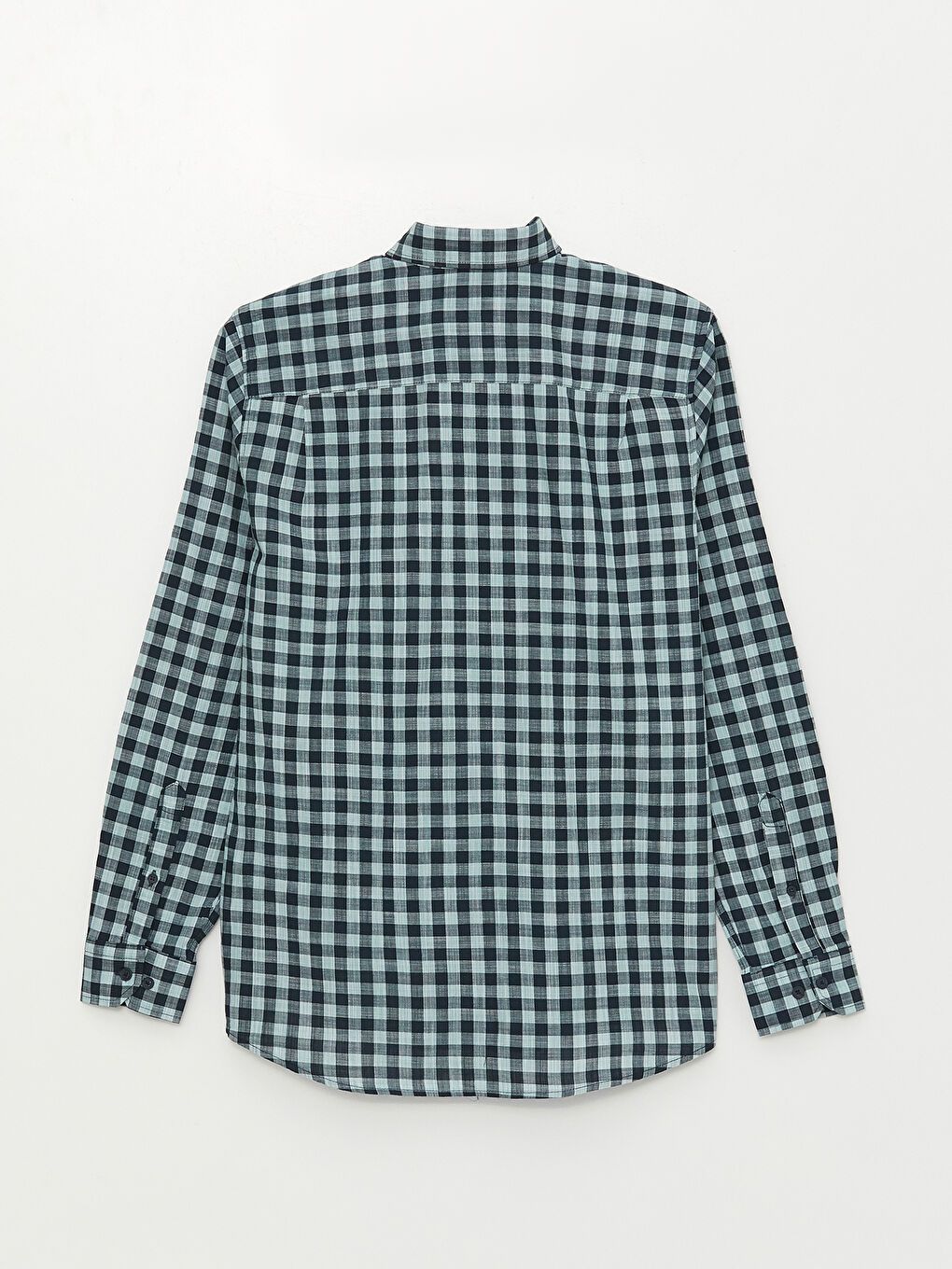 قميص بوبلين كاروهات كم طويل عادي للرجال-5