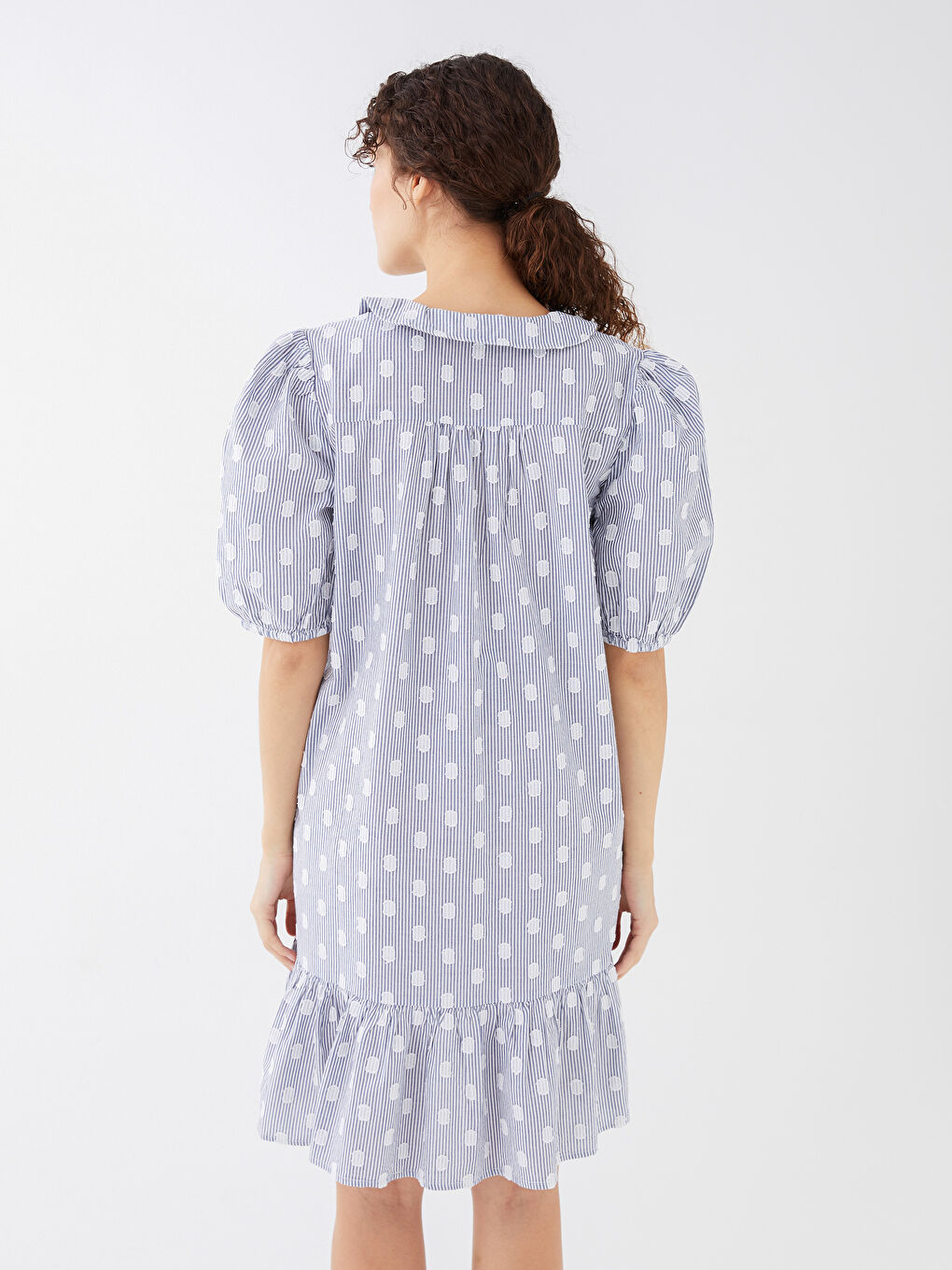 LCWAIKIKI Maternity Kaçık Yaka Desenli Kısa Kollu Hamile Elbise -S31558Z8-LGS