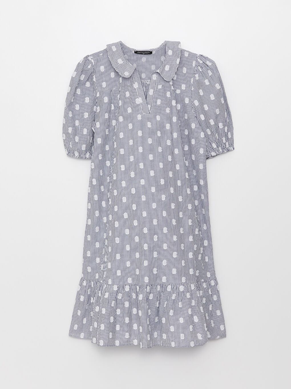 LCWAIKIKI Maternity Kaçık Yaka Desenli Kısa Kollu Hamile Elbise -S31558Z8-LGS