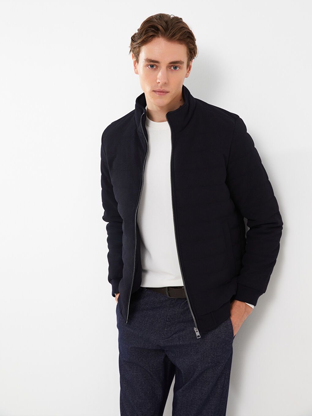 Standard Fit Funnel Neck Men's Coat -S31562Z8-RFD