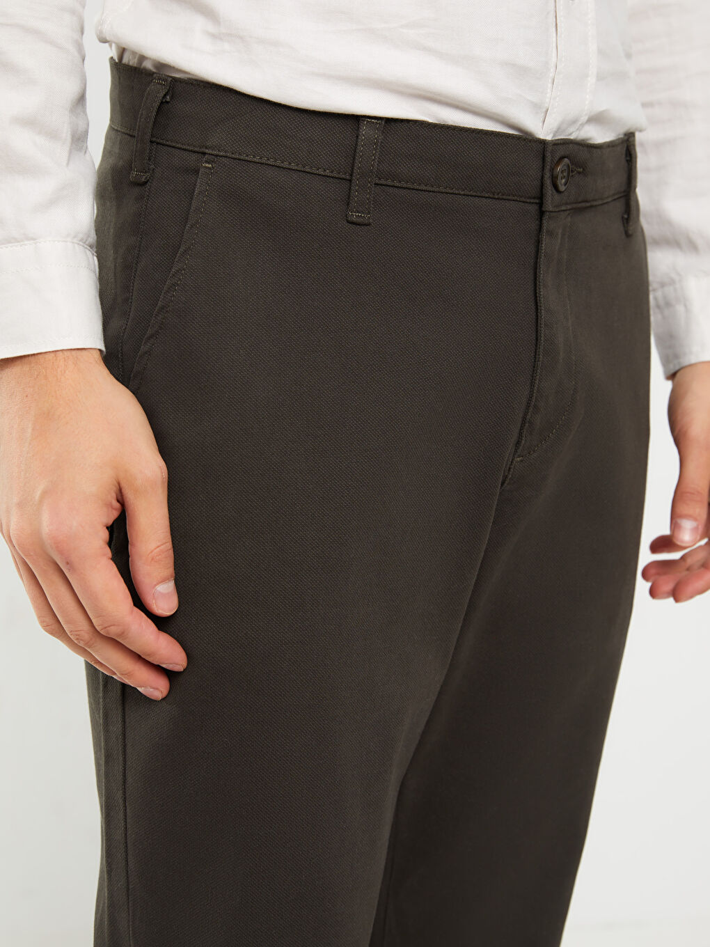 Standard Fit Dobby Fabric Men's Trousers-2