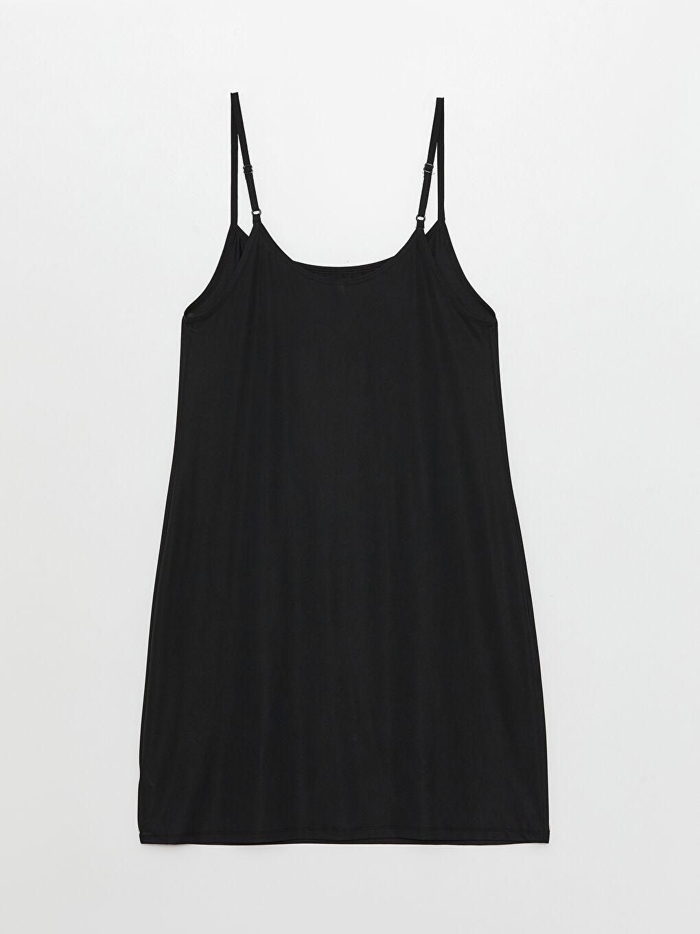 Siyah Kadın U Yaka Askılı Düz Jüpon-1