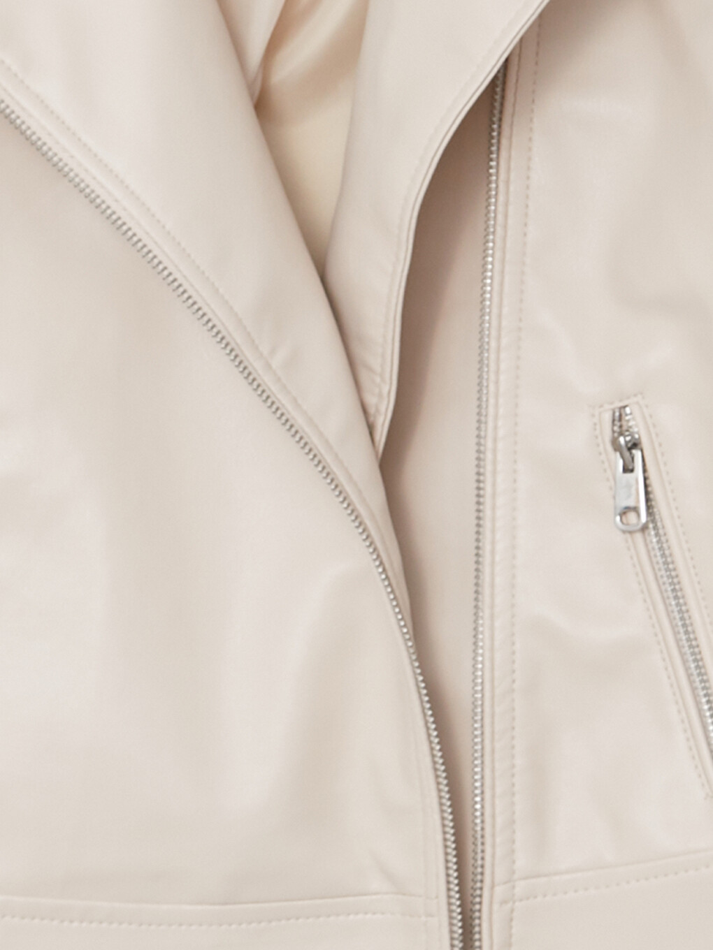 Woman Beige Faux Leather Jacket-7