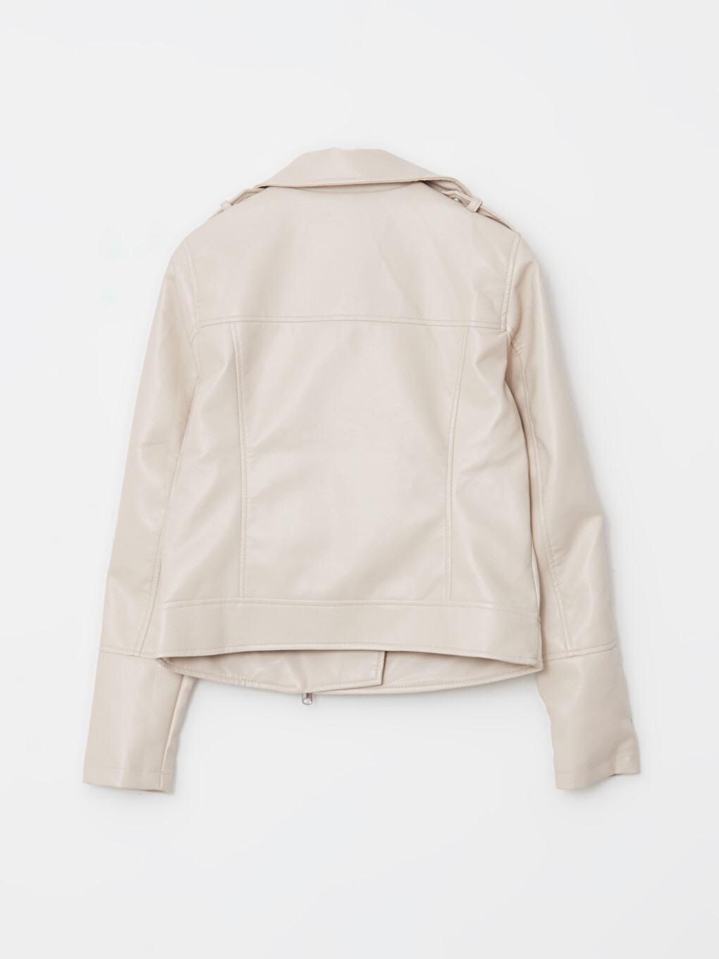 Woman Beige Faux Leather Jacket-8