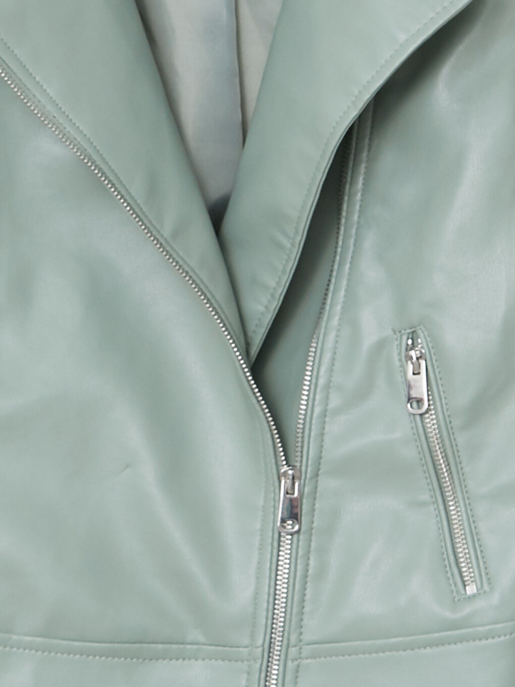 Veste en similicuir unie à col motard pour Femmes-8