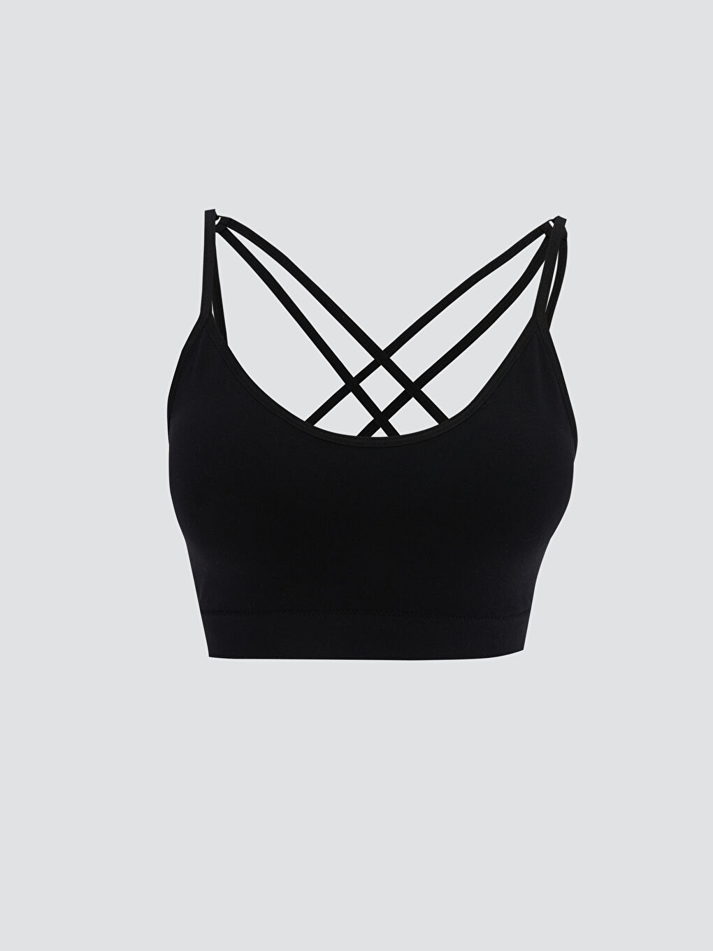 Siyah Balensiz Dolgusuz Düz Seamless Sporcu Sütyen