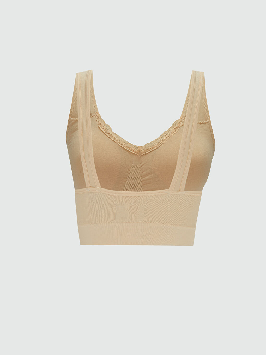 Pembe V Yaka Balensiz Dolgusuz Nakışlı Sporcu Sütyen-1