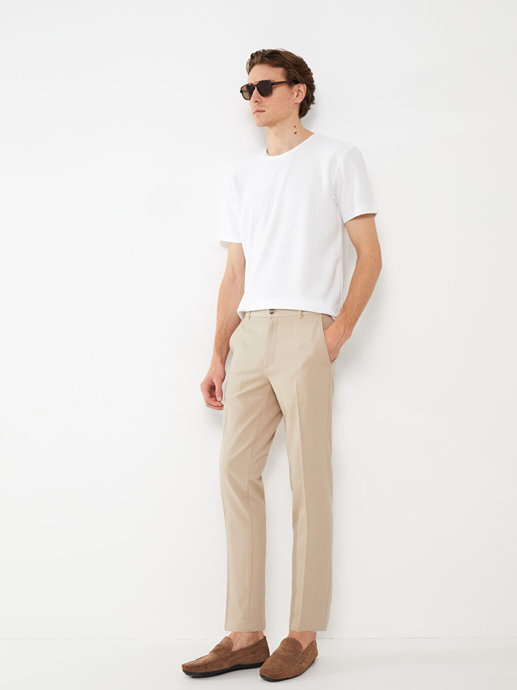 Bej Slim Fit Erkek Pantolon