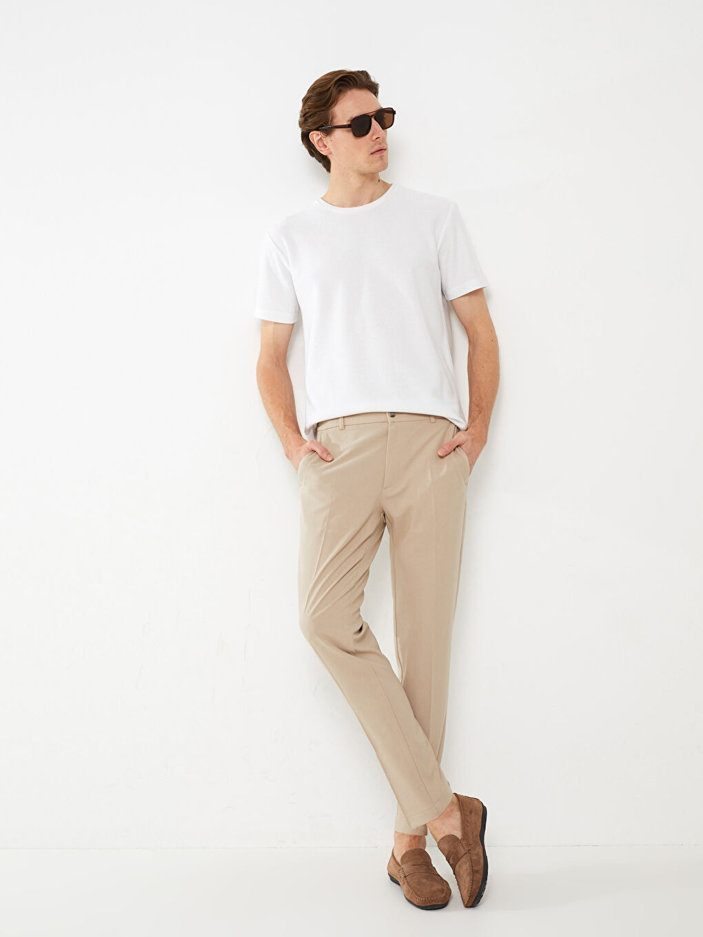 Bej Slim Fit Erkek Pantolon-1