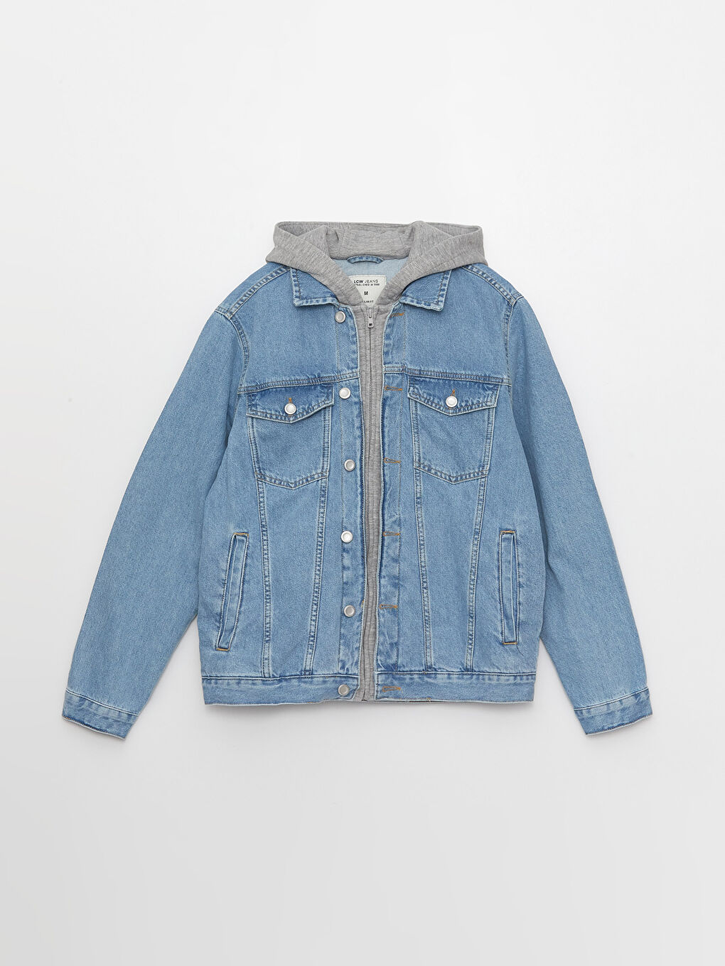 جاكيت جينز عادي بكابوش للرجال-5