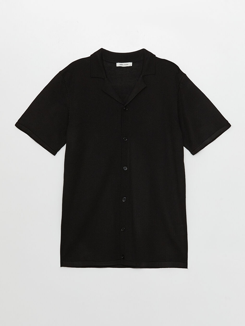 Siyah Regular Fit Kısa Kollu Erkek Triko Gömlek-5