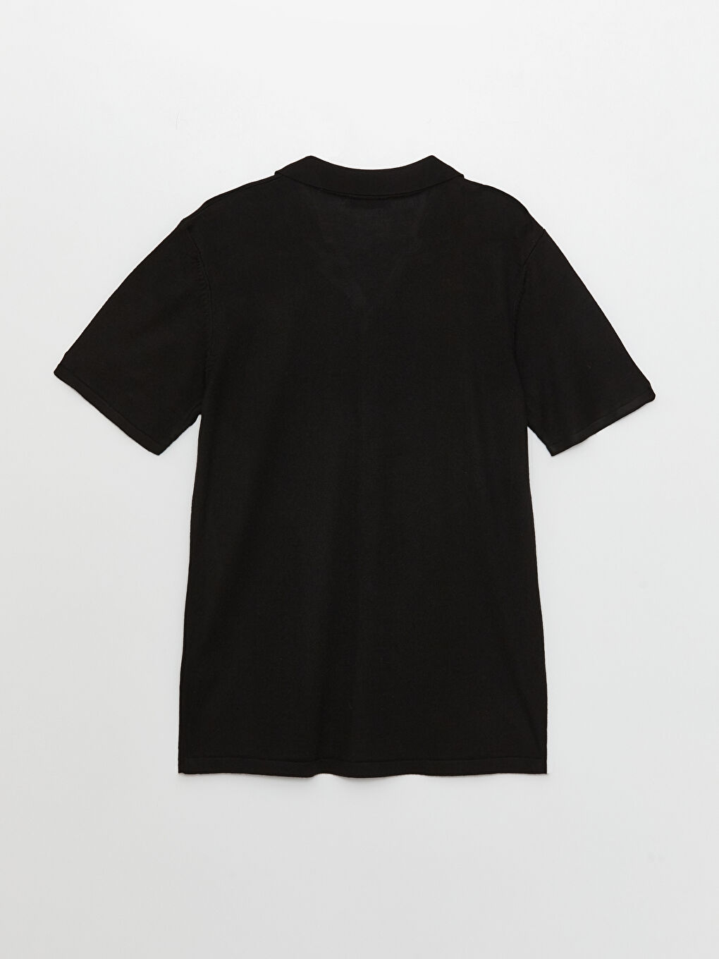 Siyah Regular Fit Kısa Kollu Erkek Triko Gömlek-6