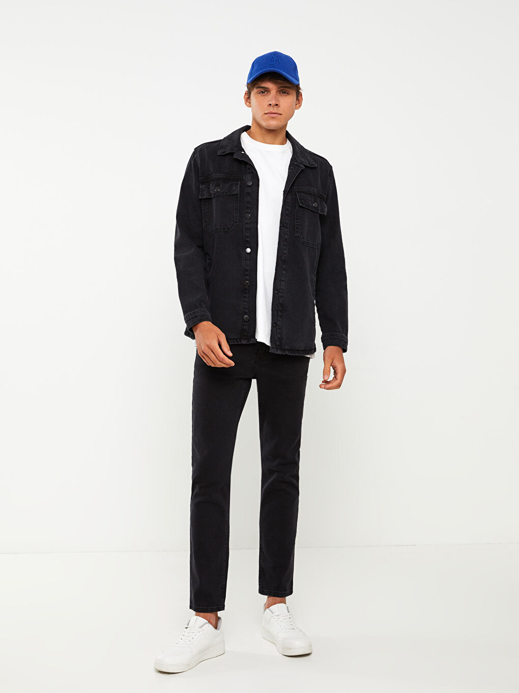 Siyah Standart Kalıp Erkek Jean Ceket-2