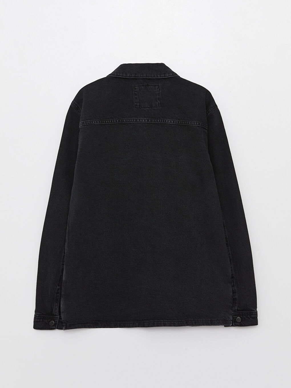 Siyah Standart Kalıp Erkek Jean Ceket-6