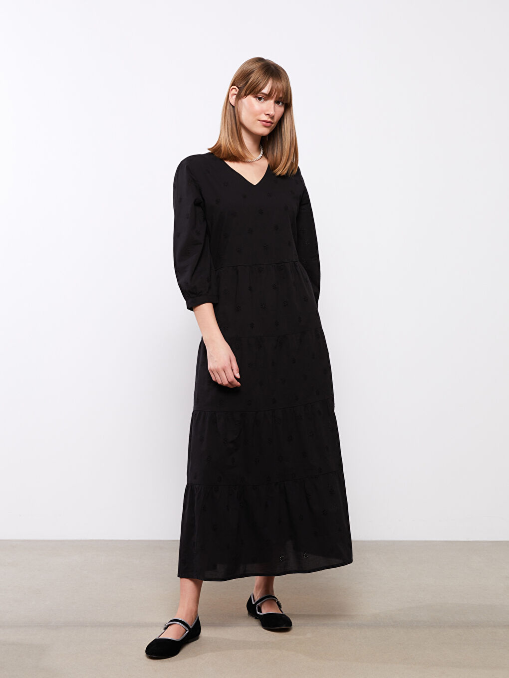 V-Neck Long Sleeve Women's Dress-1