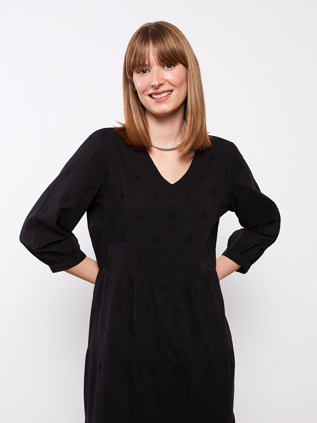 V-Neck Long Sleeve Women's Dress-2