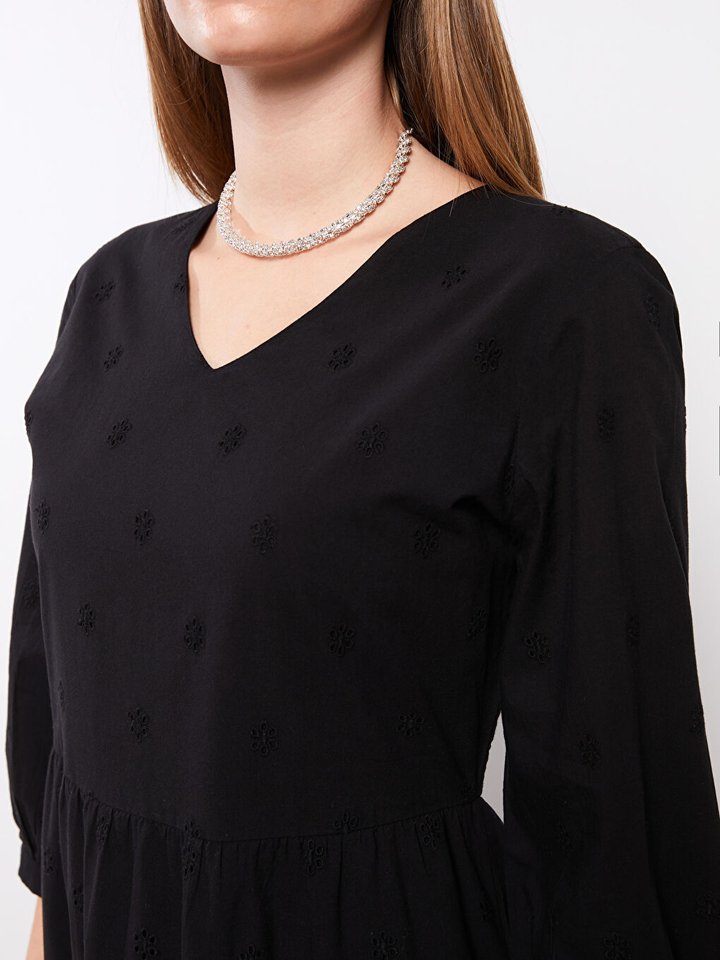 V-Neck Long Sleeve Women's Dress-3