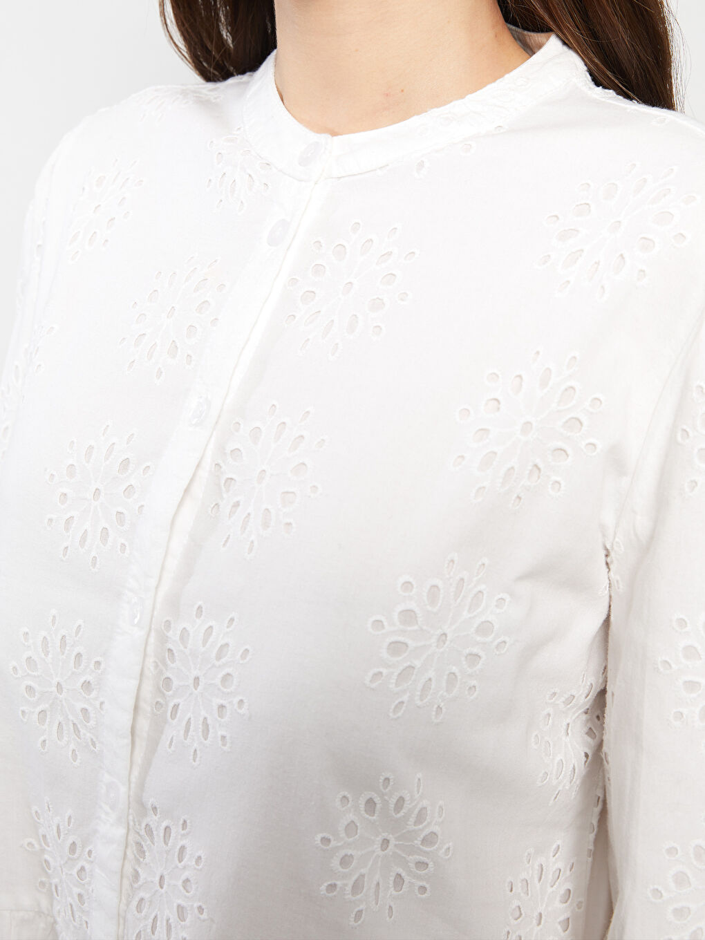 LCW Modest Crew Neck Embroidered Long Sleeve Women's Dress -S31659Z8-SDG