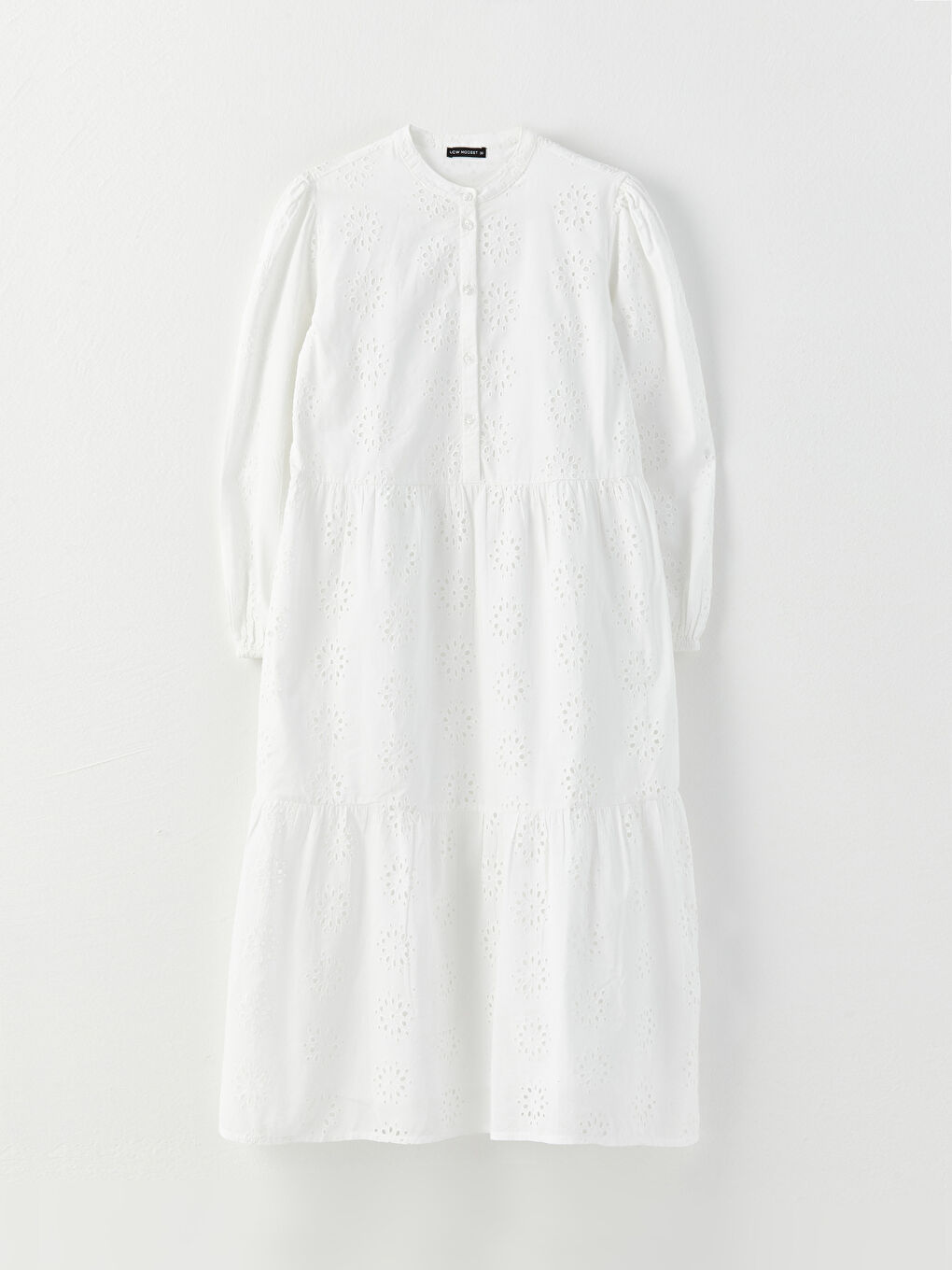 LCW Modest Crew Neck Embroidered Long Sleeve Women's Dress -S31659Z8-SDG