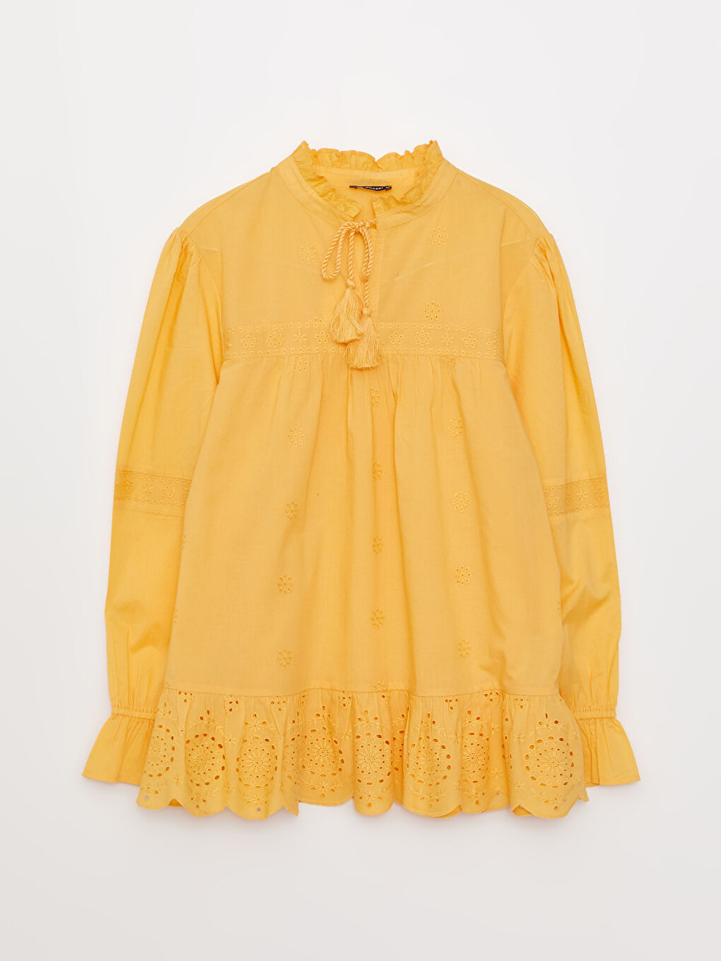 Button Down Collar Embroidered Poplin Long Sleeve Women's Shirt -S31661Z8-STU