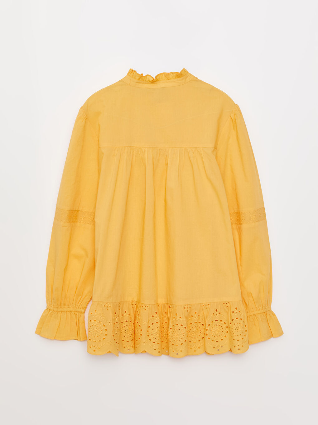 Button Down Collar Embroidered Poplin Long Sleeve Women's Shirt -S31661Z8-STU