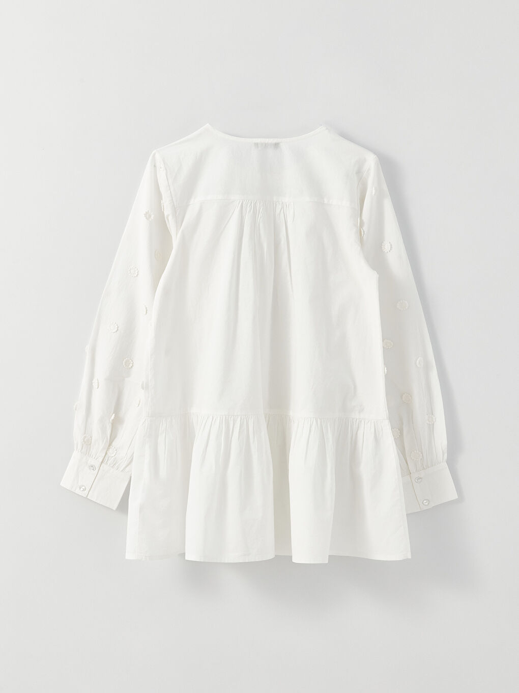 قميص كم طويل مطرز بياقة دائرية للسيدات-6