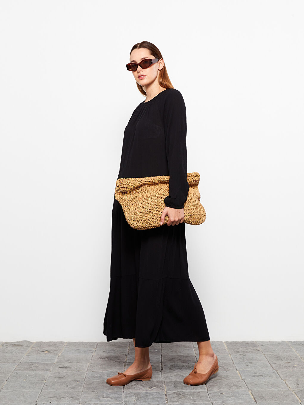 Crew Neck Plain Long Sleeve Women's Dress -S31668Z8-RQL