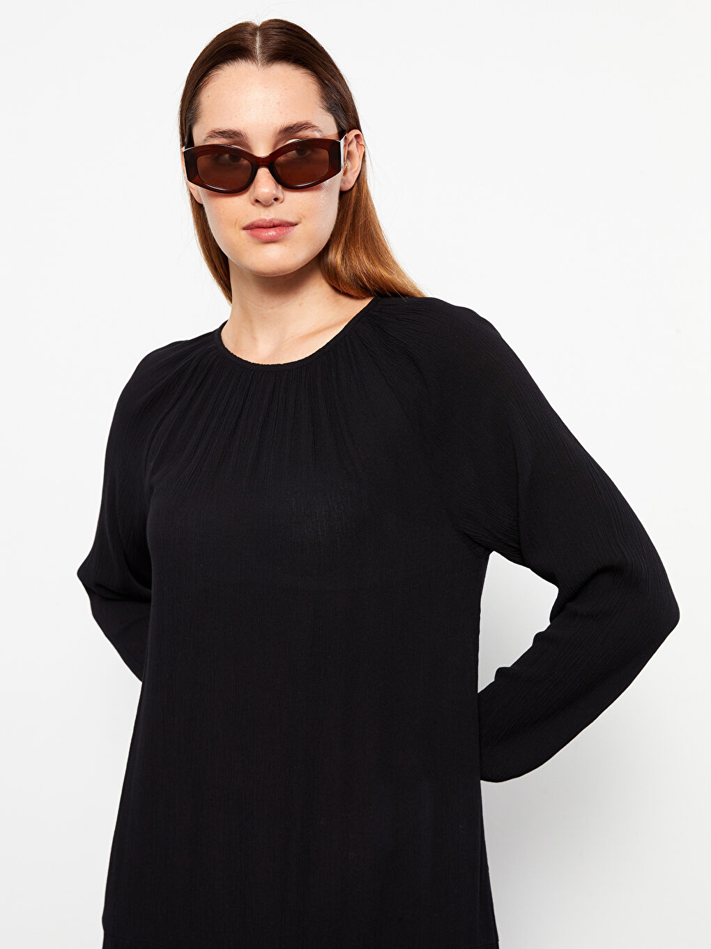 Crew Neck Plain Long Sleeve Women's Dress -S31668Z8-RQL