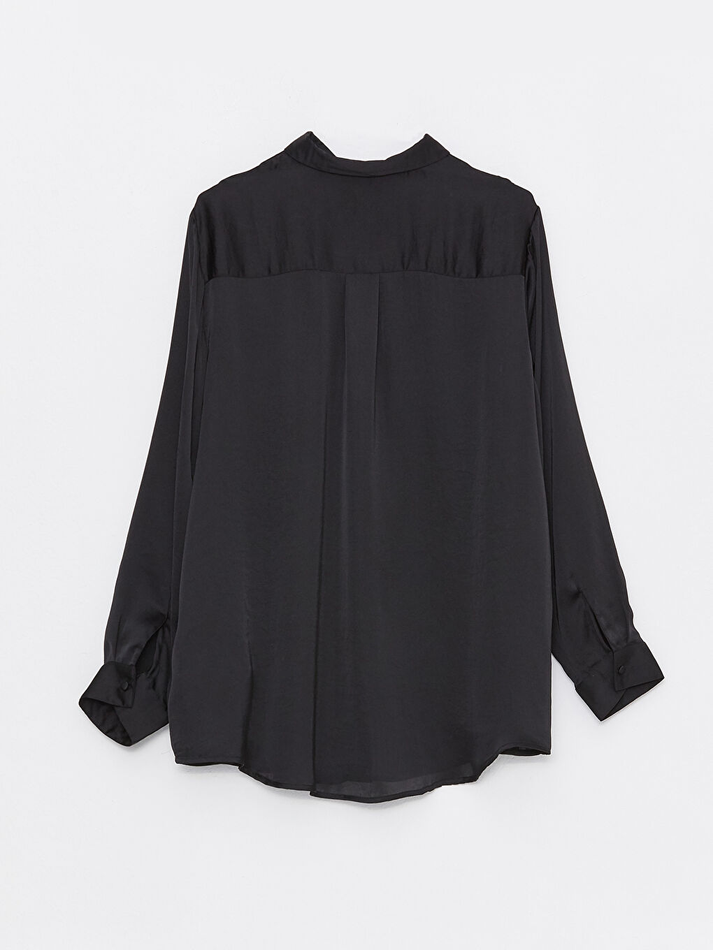 Plain Long Sleeve Satin Women's Shirt Tunic -S31670Z8-RQL