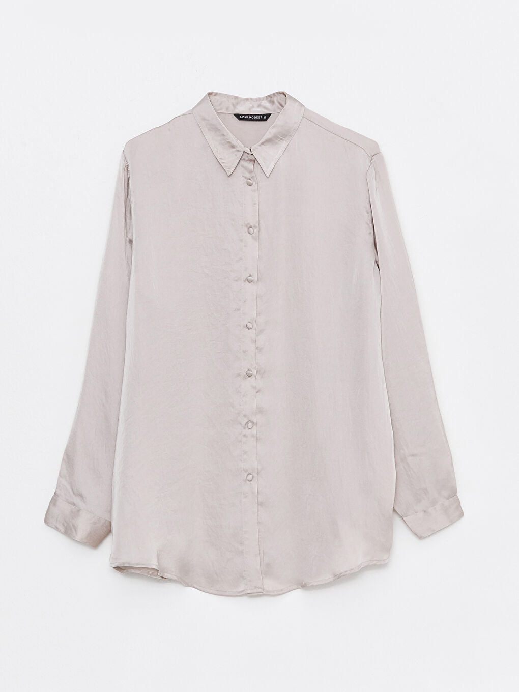 تونيك قميص نسائي ساتان بسيط بكم طويل-5