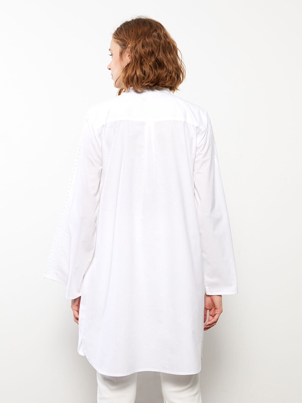 Grandad Collar Embroidered Long Sleeve Women's Tunic-5