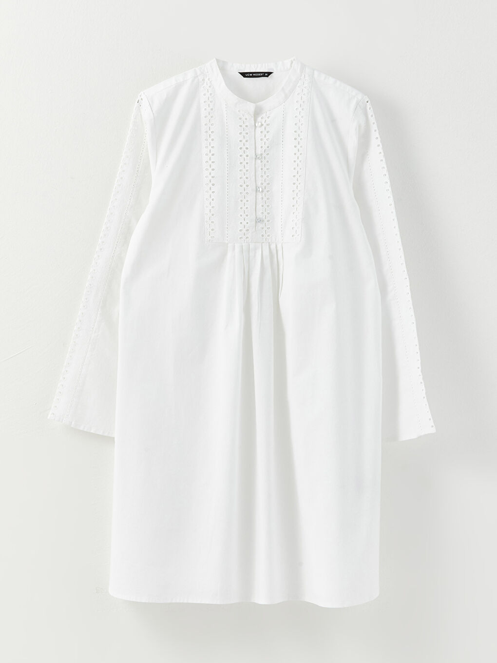 Grandad Collar Embroidered Long Sleeve Women's Tunic-6