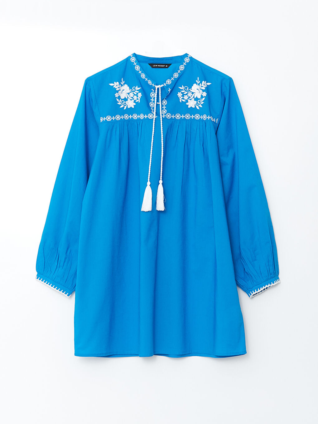 LCW Modest Bağlamalı Yaka Nakışlı Uzun Kollu Kadın Tunik -S31673Z8-SQA