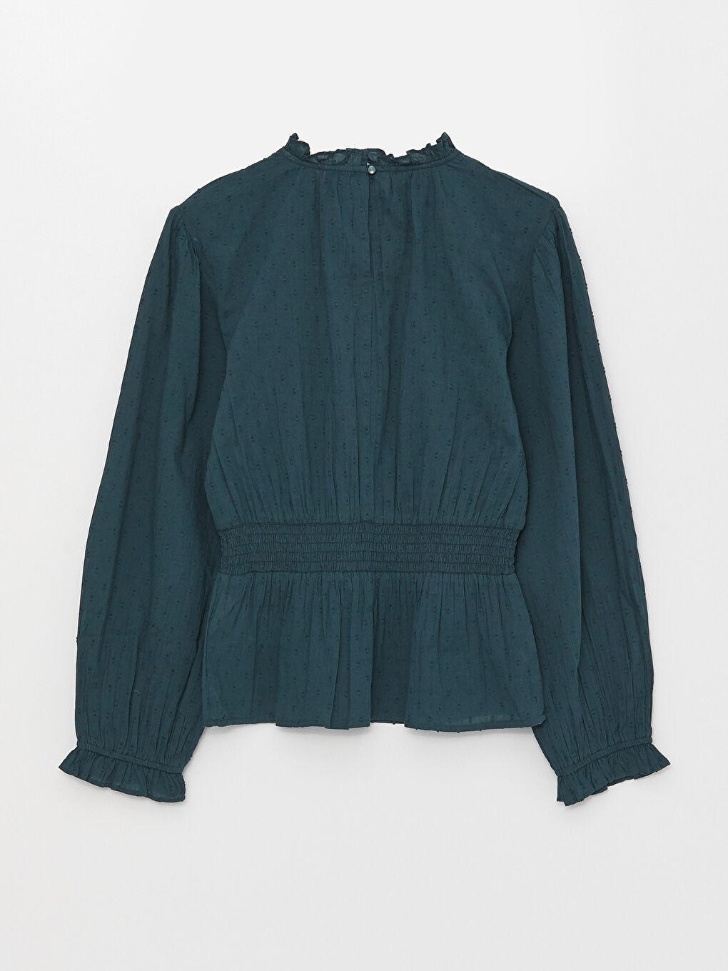 بلوزة حريمي بأكمام طويلة مطرزة وياقة واقفة مكشكشة-6