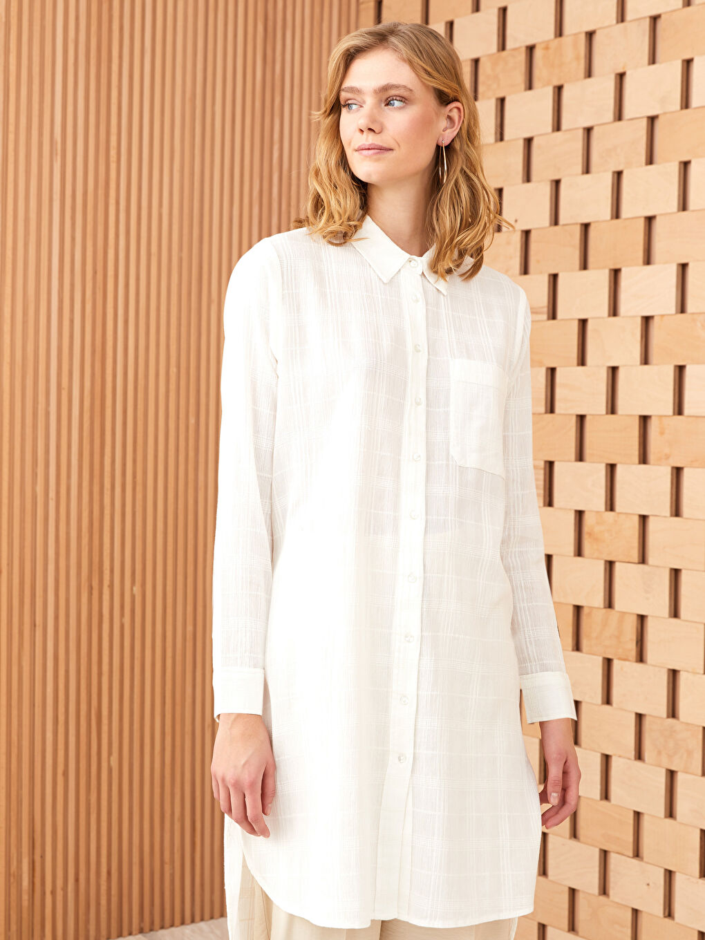 Plain Long Sleeve Women's Shirt Tunic-1